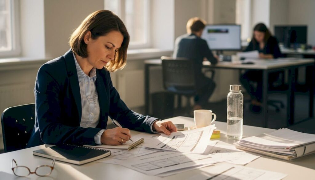 1774425558735_image Ein Manager entwickelt ein Konzept für die Inhalte der neuen Unternehmenswebsite.