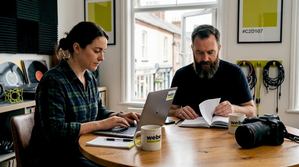 Gemeinsames Meeting zur Medienproduktion im Büro