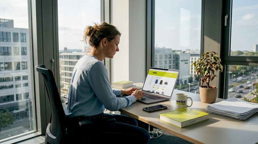 Ein E-Commerce-Manager überarbeitet das Design und die Benutzeroberfläche des Onlineshops.