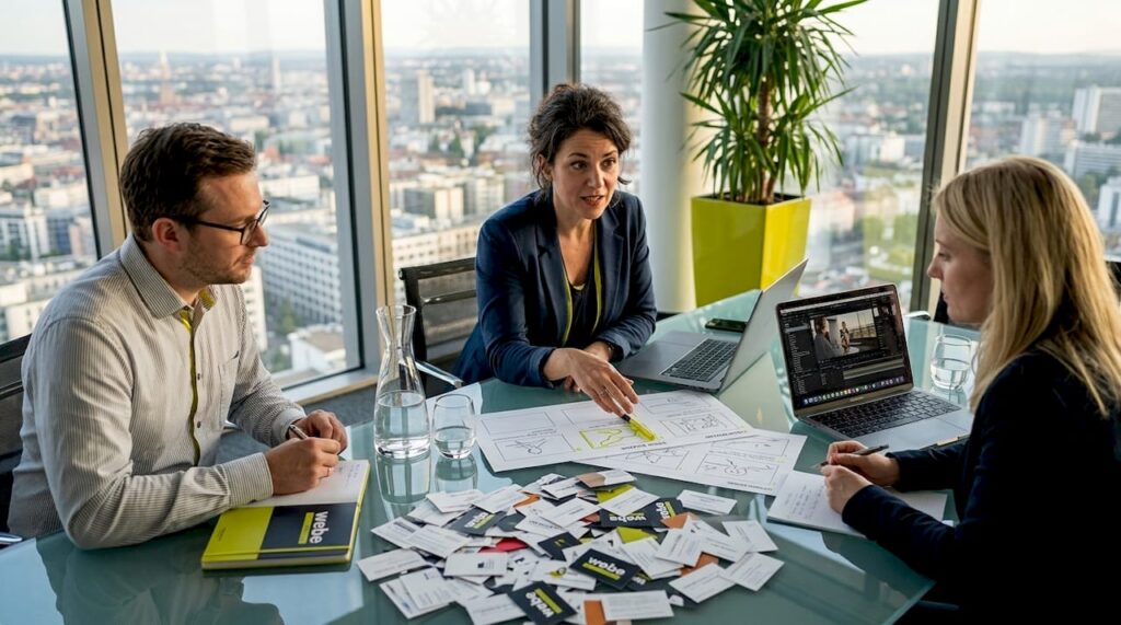 Der Produzent und sein Team stecken mitten in der Planung ihres nächsten Filmprojekts.